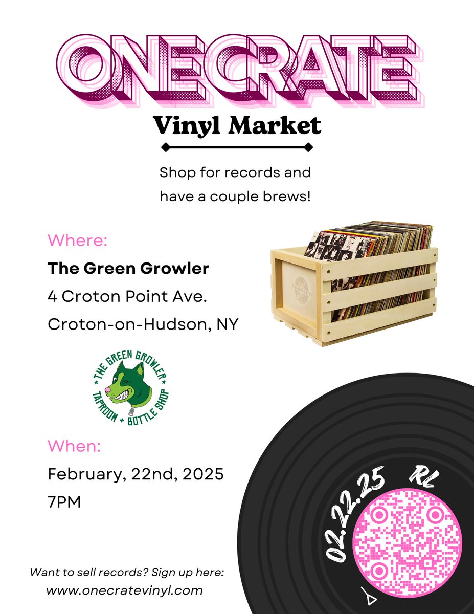 This is probably pointless to post on Twitter but I’m doing a vinyl record pop up on Saturday. One Crate Vinyl Market at the Green Growler 2/22 7pm. Drink beer and buy records. #recordfair