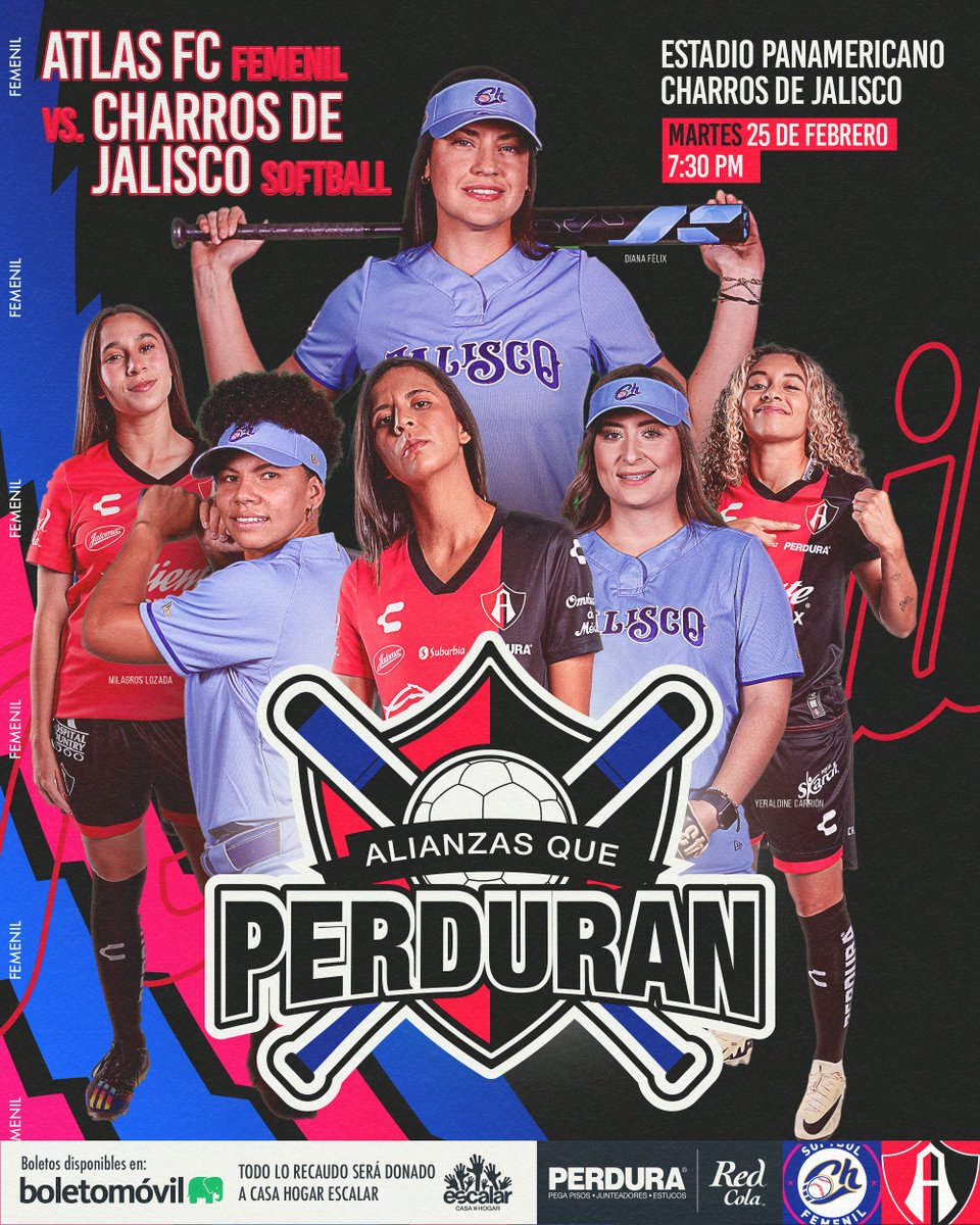 ¡LAS ALIANZAS QUE PERDURAN LLEGAN AL ESTADIO PANAMERICANO DE CHARROS DE JALISCO! ⚽️🥎 

El Fútbol y el Sóftbol Femenil se une en este gran juego de estrellas 🥅🧤 

Entradas disponibles en tan solo $100 pesos en bit.ly/43cO7hg