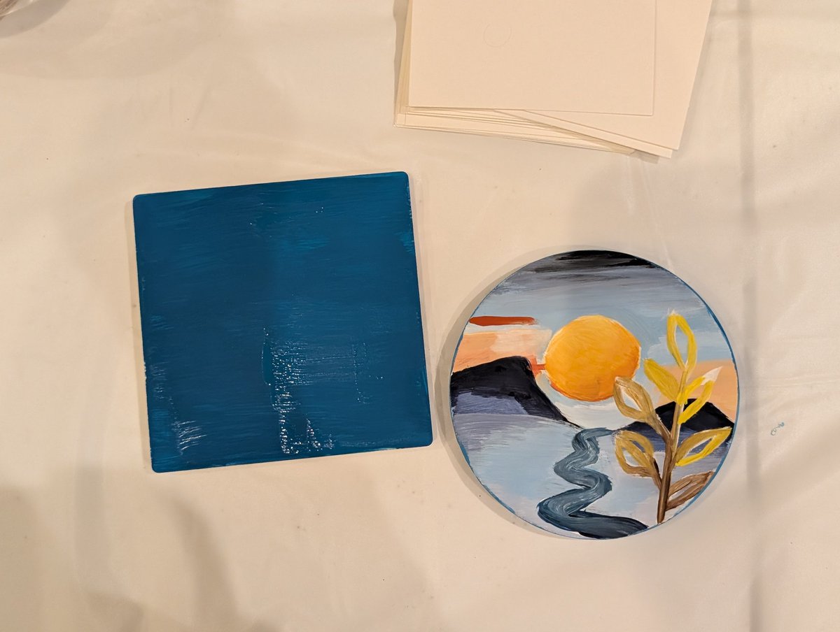 trueromero's tweet image. Wine in one hand, paintbrush in the other! 🍷🎨 Had a blast at a Paint &amp;amp; Sip making my own custom coaster. Who knew painting and good vibes could be so therapeutic? ✨ #PaintAndSip #DIYCoaster