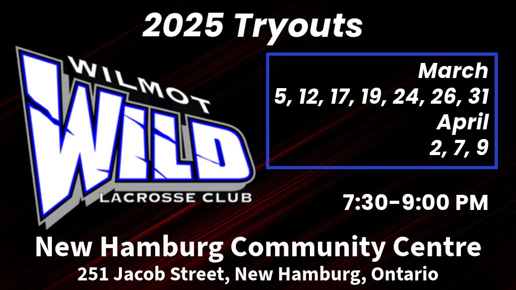 2025 Wilmot Wild tryout info 

Register sportzsoft.com/regApp/Login?O…