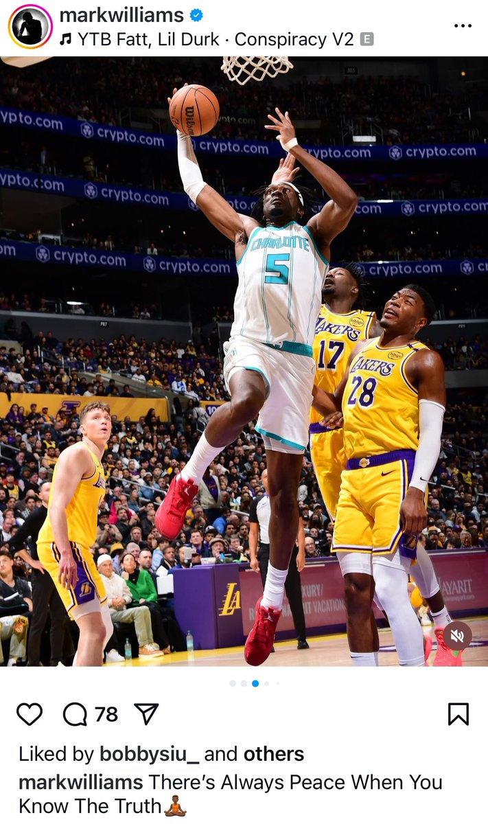 LegionHoops's tweet photo. Mark Williams on IG after upsetting the Lakers last night:

“There’s always peace when you know the truth.” 👀 https://t.co/vyLro2mssu