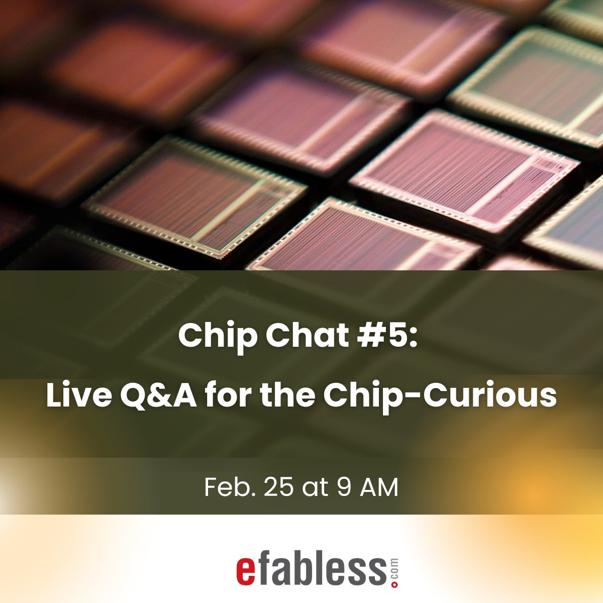 Join us for Chip Chat #5, a live Q&amp;A session where you set the agenda. Bring your questions, learn from industry experts, and spark new ideas. Don’t miss this chance to collaborate in real-time—sign up now! efabless.zoom.us/webinar/regist…

#Efabless #ICDesign #HardwareDesign #asic