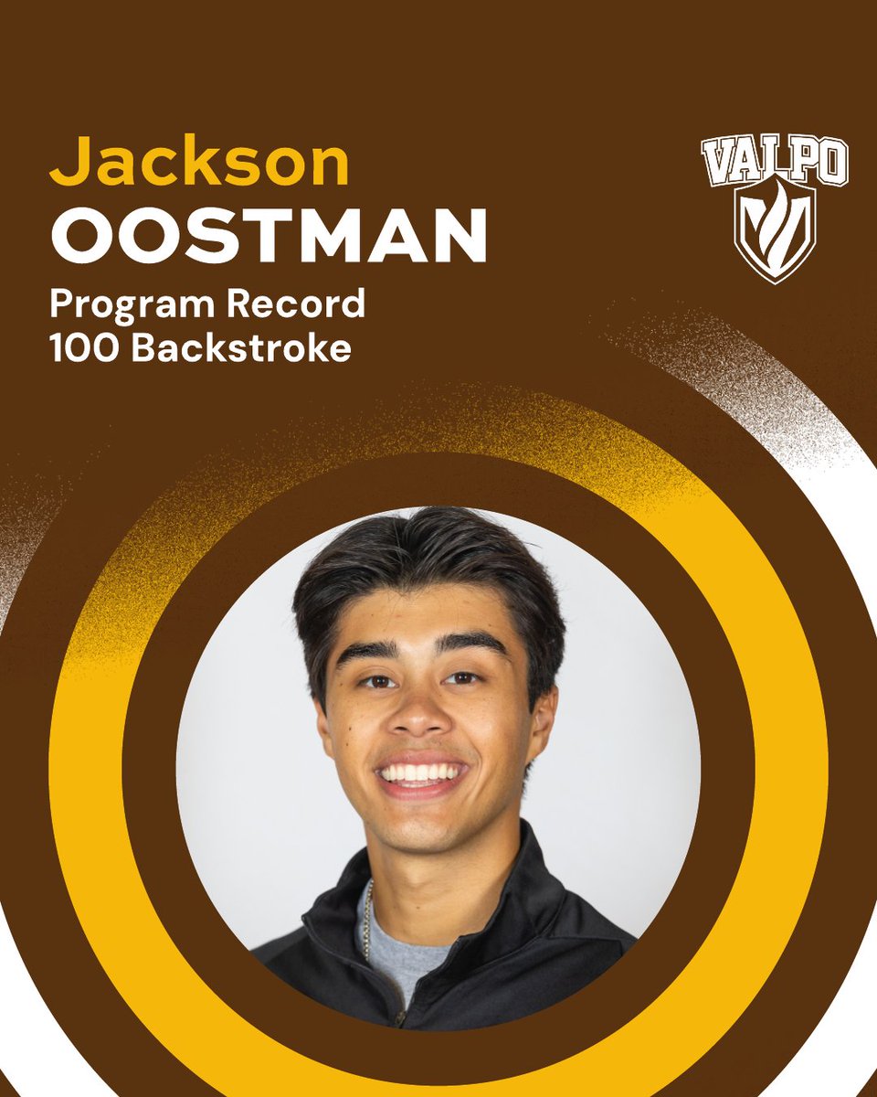 valpoathletics's tweet photo. 2️⃣ more program records for the @valposwim men to close day 2️⃣ of the #MVCSwimDive Championships! The 400 medley relay smashed the previous record by over 2 seconds, while Jackson Oostman lowered his own 100 back record by nearly a half second!

#GoValpo https://t.co/j96QV61Aco