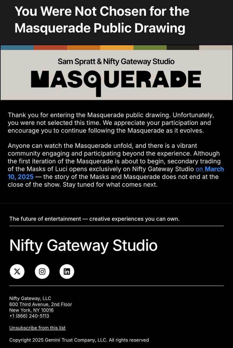 I'm always unfortunate with raffles!😭

Well i wish some of my frens who already have a mask have fun and good luck at the masquerade!🎭

<a href="/SamSpratt/">Sam Spratt</a> the masquerade is already a succes and seeing you put so much effort in it, only makes it more wonderful!💯