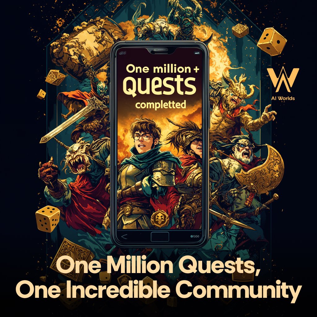 The history of #AI Worlds is being written, and the numbers are nothing short of legendary 📜🌌

🎉 Over 1,000,000 quests completed in the AI Worlds app! 🎉

That's proof of your passion &amp; dedication 💪🏔 

Bigger challenges, greater rewards, and huge updates on the way! 🚀✨
