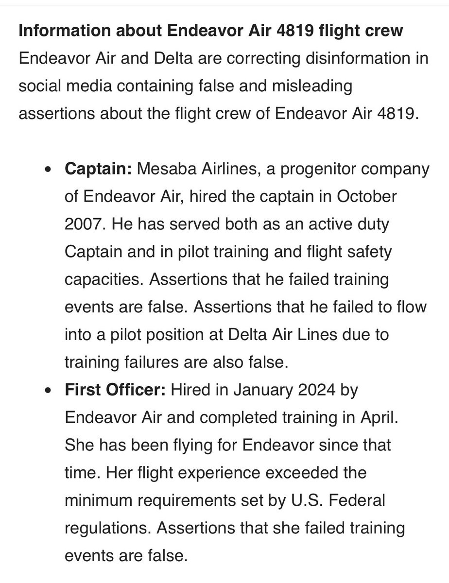 .<a href="/Delta/">Delta</a> responds to false information circulating about the pilots of Flight 4819