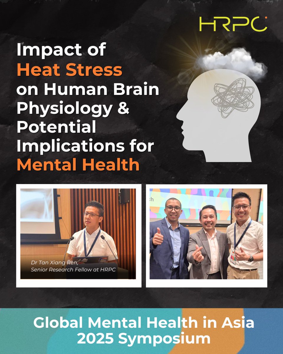 Our Senior Research Fellow, Dr Xiang Ren Tan recently contributed to the discussions at #GMHAsia2025 by sharing more about the complex ways climate change is affecting our brains and how that in turn has deep implications on our mental well-being. #hrpcsg #MentalHealth