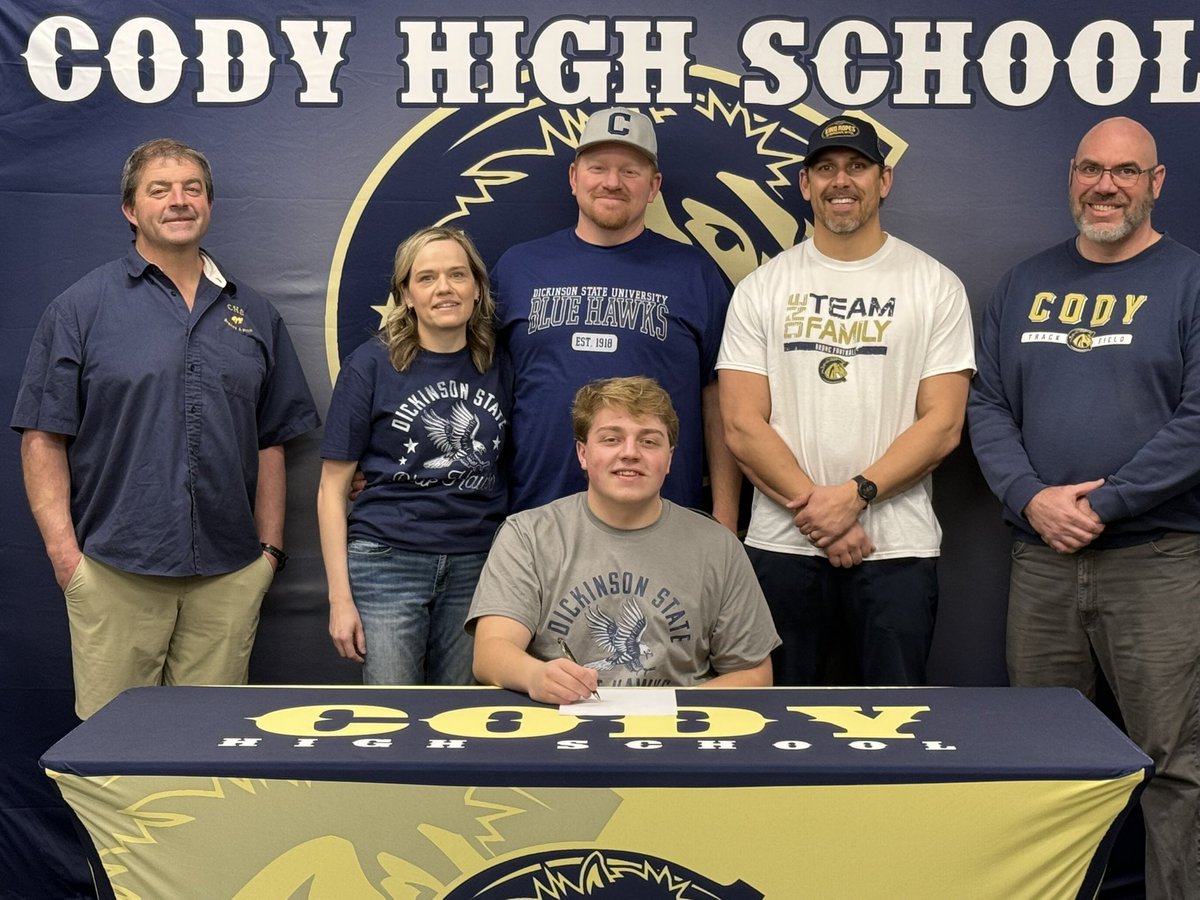 Cody Football 🏈 (@codybroncfb) on Twitter photo Congratulations Wyatt Barton. Dickinson Football is getting a physical, versatile, blue-collar lineman.
#1More
#Broncsballin
👊🤟
<a href="/barton49414/">Wyatt Barton</a> <a href="/wyopreps/">WyoPreps</a> <a href="/WyoVarsity/">WyoVarsity</a> <a href="/BlueHawkFB/">Dickinson State Football</a> <a href="/CoachOBrienDSU/">Tobin O'Brien</a> Congratulations Wyatt Barton. Dickinson Football is getting a physical, versatile, blue-collar lineman.
#1More
#Broncsballin
👊🤟
<a href="/barton49414/">Wyatt Barton</a> <a href="/wyopreps/">WyoPreps</a> <a href="/WyoVarsity/">WyoVarsity</a> <a href="/BlueHawkFB/">Dickinson State Football</a> <a href="/CoachOBrienDSU/">Tobin O'Brien</a>