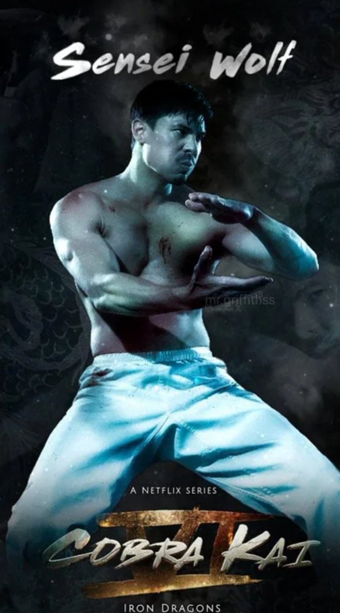 Heathermayrie's tweet photo. Dude, this is straight up fire ๐ฅ have you seen this one @TheLewisTan ? We need this on a tshirt and some Sensei Wolf/Iron Dragons merch! #CobraKaiSeason6 #SenseiWolf https://t.co/N8s5AGqkon