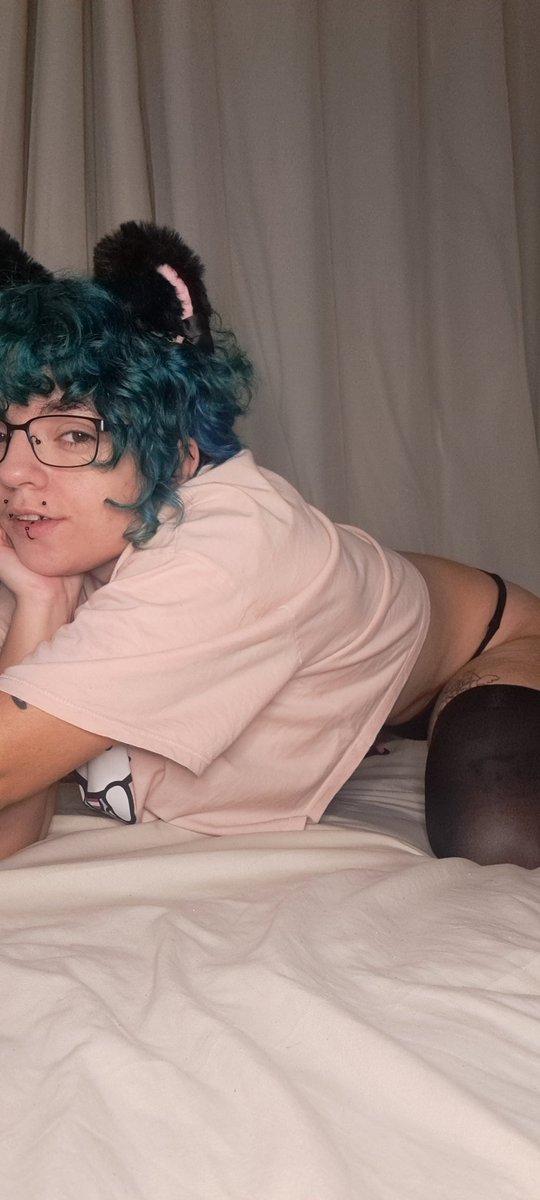 yourboyashhh's tweet photo. kinda love just being a kitty on the bed :3c https://t.co/sFOx8HgpnS