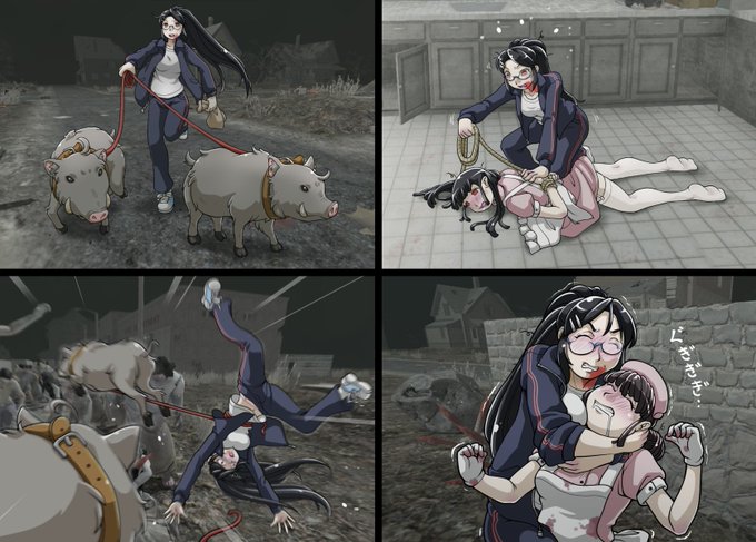 数年前、7Daysの動画にゲストで出てきたゾンビさん達です。その中の1人が、当時から大好きだったライバーさんを意識して描いたのは黙っておきます。 