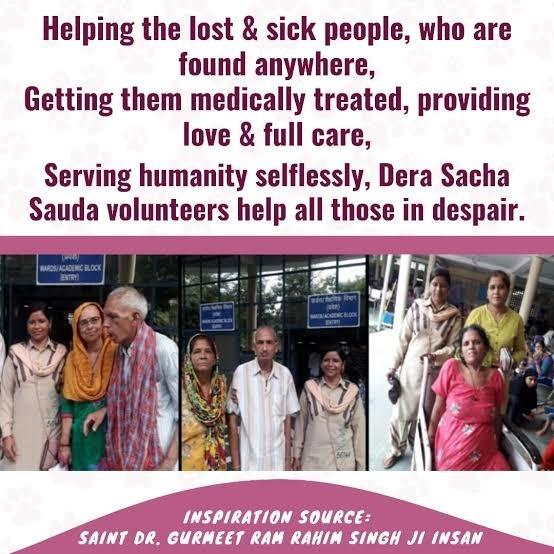 Under the guidance of Saint MSG, DSS volunteers has taken the initiative called "True Life". Under this initiative, the volunteers provides free treatment to mentally disabled people and reunite them to their families.

#मंदबुद्धि_संभाल
#ReuniteWithFamily