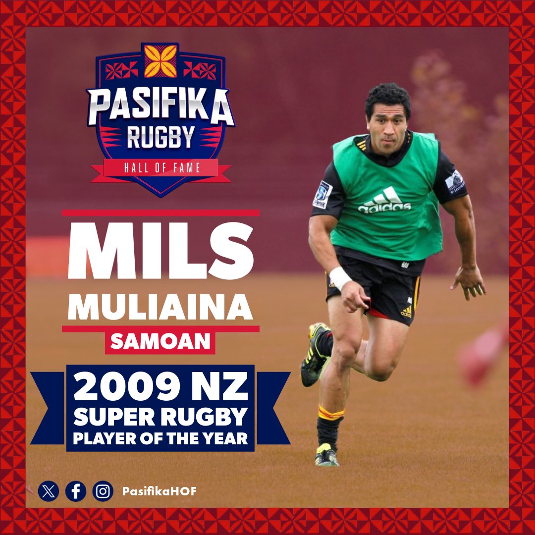 As we celebrate Pasifika’s greatest players, coaches, and contributors…we celebrate the 2009 <a href="/SuperRugbyNZ/">Super Rugby NZ</a> Player of the Year Award winner, Mils Muliaina🌊🌴