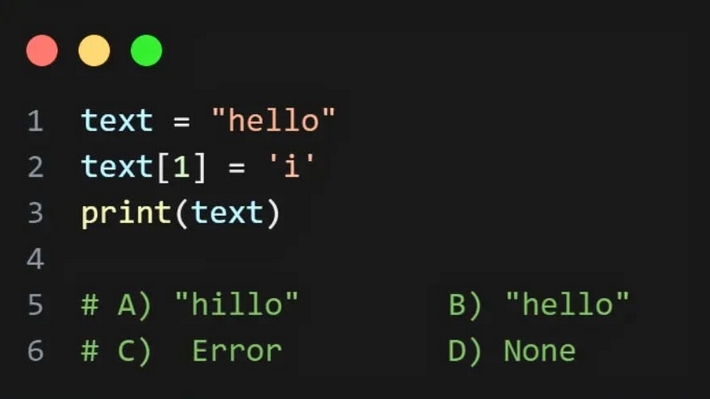 Python_Dv's tweet image. Python Question / Quiz;

What is the output of the following Python code, and why? 🤔🚀 Comment your answers below! 👇

#python #programming #developer #programmer #coding #coder #softwaredeveloper #computerscience #webdev #webdeveloper #webdevelopment #pythonprogramming…