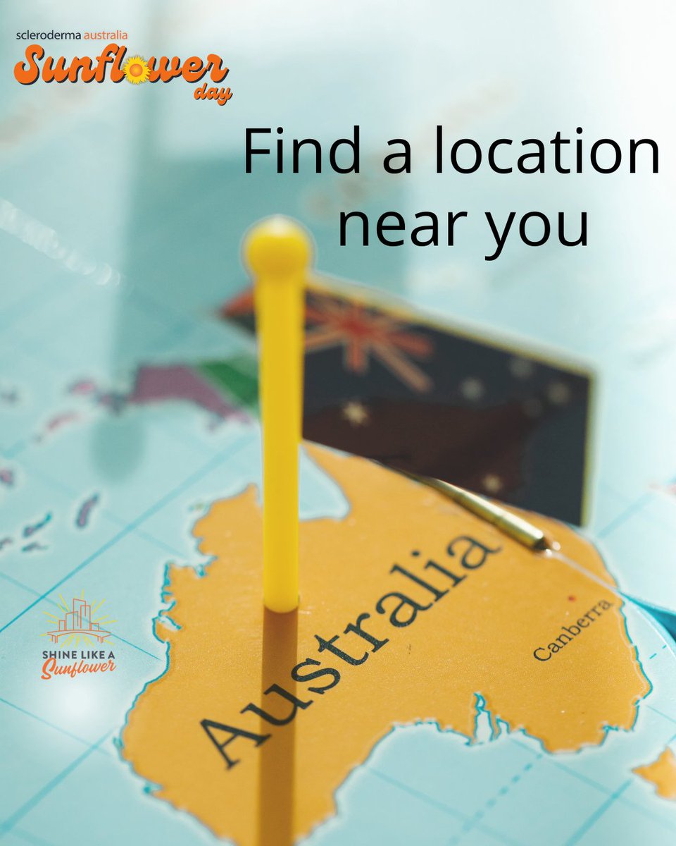 Find the nearest location, take a pic on the night, and share it on social media, and tag us!

Over 120 locations across Australia are lighting up on #SunflowerDay! Please wear yellow, take selfies, and visit one of these landmarks to snap a photo. 
➡️sclerodermaaustralia.com.au/sunflower-day-…