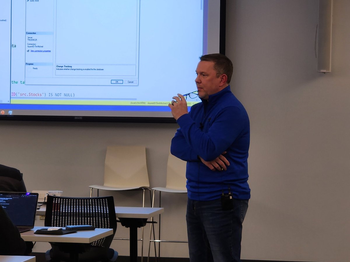 Amy (@texasamy) on Twitter photo Great turnout tonight for #NTSSUG! <a href="/Tim_Mitchell/">Tim Mitchell</a> even making some seriously contemplative poses when talking about his 20 years experience with #SQLServer. Great turnout tonight for #NTSSUG! <a href="/Tim_Mitchell/">Tim Mitchell</a> even making some seriously contemplative poses when talking about his 20 years experience with #SQLServer.