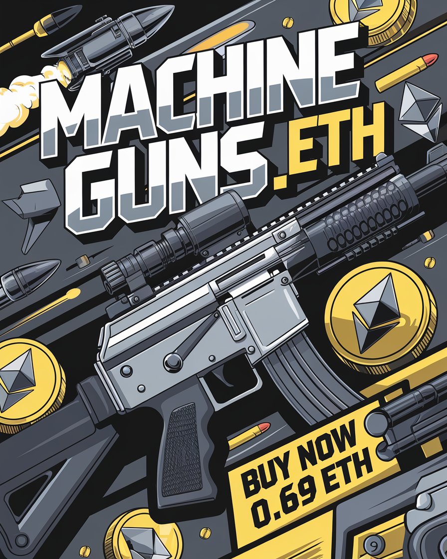 #ENS #ENSdomains #ETH #domains #NFT #NFTs #NFTcollectibles #Web3 #Blockchain #CRYPTO #domain
vision.io/name/ens/machi…
Listed at Buy Now 0.69 eth

MachineGuns.eth

💰💰💰💰💰💰💰💰