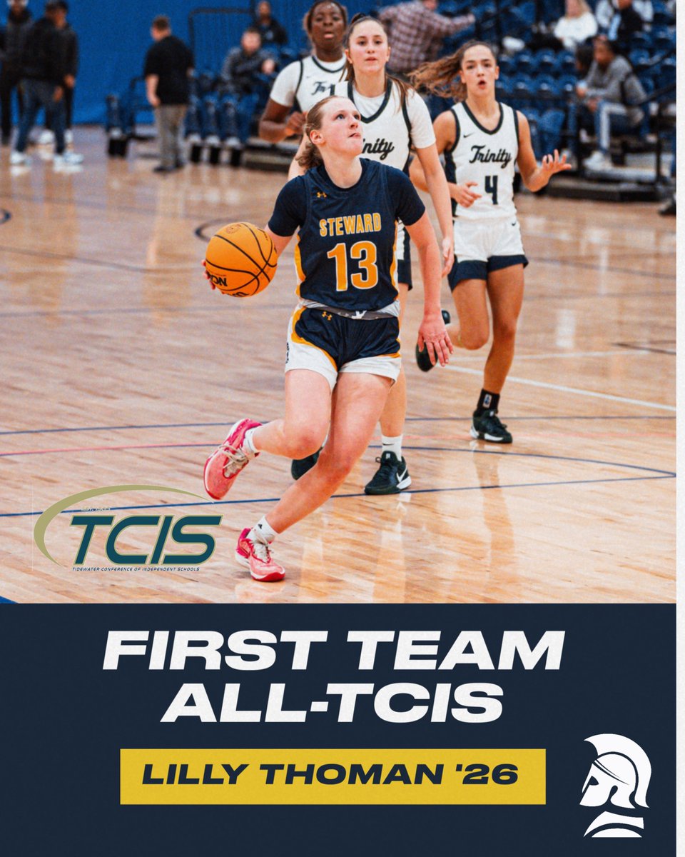 Steward's Girls Varsity Basketball (@stewardhoops) on Twitter photo Congratulations to Lilly Thoman ‘26 for being named 1st Team All-TCIS Conference!
The junior point guard averaged 8 ppg, 7.3 apg, & 4 rpg through regular season play. Her apg leads the state of VA & ranks top 40 nationally! #GoSpartans #rvaW #804varsity <a href="/henricosports/">henricosports (from RVA Sports Network)</a> Congratulations to Lilly Thoman ‘26 for being named 1st Team All-TCIS Conference!
The junior point guard averaged 8 ppg, 7.3 apg, & 4 rpg through regular season play. Her apg leads the state of VA & ranks top 40 nationally! #GoSpartans #rvaW #804varsity <a href="/henricosports/">henricosports (from RVA Sports Network)</a>