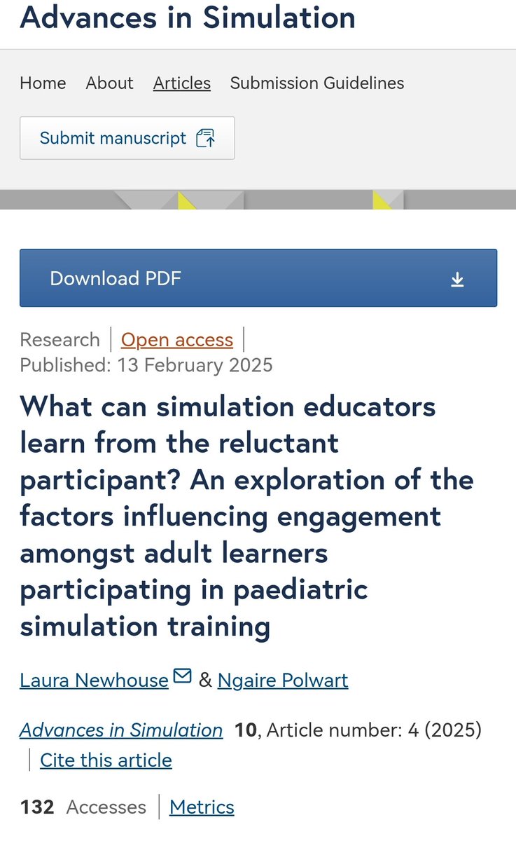 We are incredibly proud of Dr Laura Newhouse and Ngaire Polwart from our team who have just published in Advances in Simulation! This is such an incredible study and we are all so proud 🎊😎 check it out below👇

advancesinsimulation.biomedcentral.com/articles/10.11…
