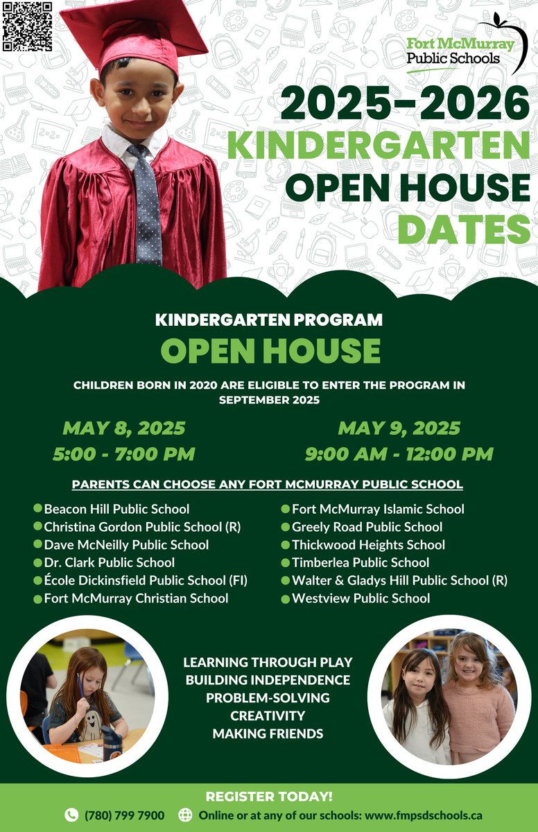 FMPSD Early Learning (@fmpsdearlylearn) on Twitter photo FMPSD Early Learning Open House dates have been updated!
Explore our ECDP on April 24 from 5-7 PM & April 25 from 9 AM-12 PM.
Kindergarten sessions will be on May 8 from 5-7 PM & May 9 from 9 AM-12 PM.
<a href="/FMPSD/">Fort McMurray Public School Division</a> <a href="/RhondaBlanchet2/">Rhonda Blanchette</a> FMPSD Early Learning Open House dates have been updated!
Explore our ECDP on April 24 from 5-7 PM & April 25 from 9 AM-12 PM.
Kindergarten sessions will be on May 8 from 5-7 PM & May 9 from 9 AM-12 PM.
<a href="/FMPSD/">Fort McMurray Public School Division</a> <a href="/RhondaBlanchet2/">Rhonda Blanchette</a>