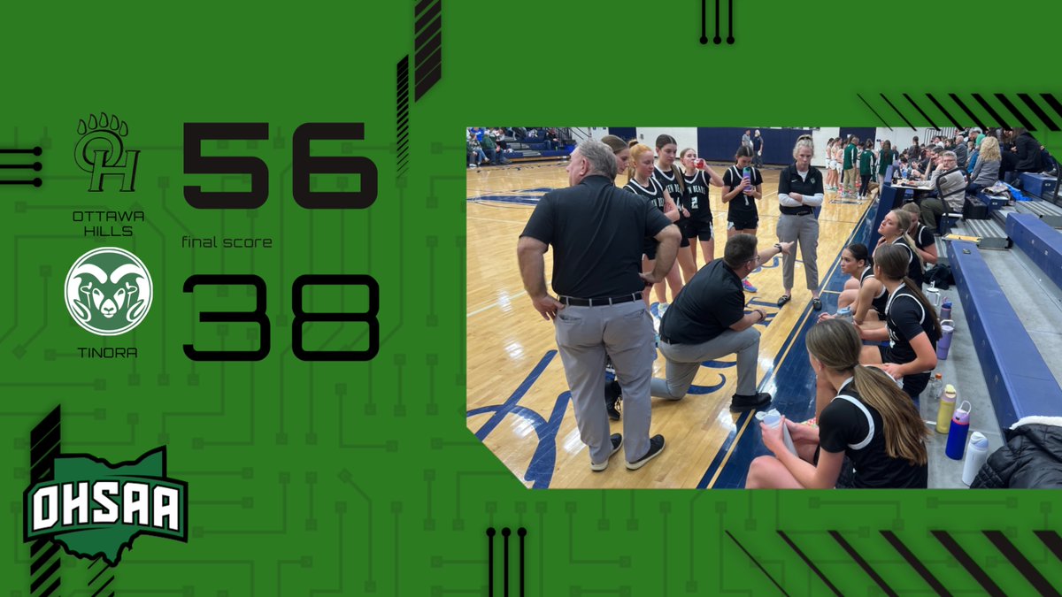It is on to the district finals for Ottawa Hills as the Green Bears defeat Tinora 56-38! OH faces Patrick Henry Saturday at 2 pm back at Napoleon HS! #GreenBearNation