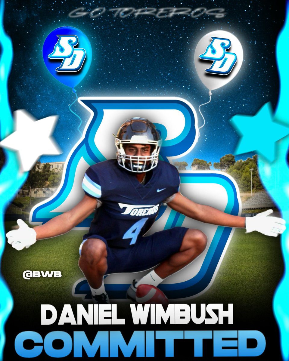 Beyond BLESSED to announce I have committed to the university of San diego!!! <a href="/USDFootball/">San Diego Football</a> 
#GoToreros 
<a href="/Coachrichbrown/">Richard Brown</a> <a href="/CoachDeeWR/">D’Vonte McKneely</a> <a href="/Ca_RecruitsKnox/">Nationwide Recruits ( Coach Knox)</a> <a href="/RCHSCougarsFB/">RCHS Football</a> <a href="/CoachO_RCHS/">Coach_O</a>