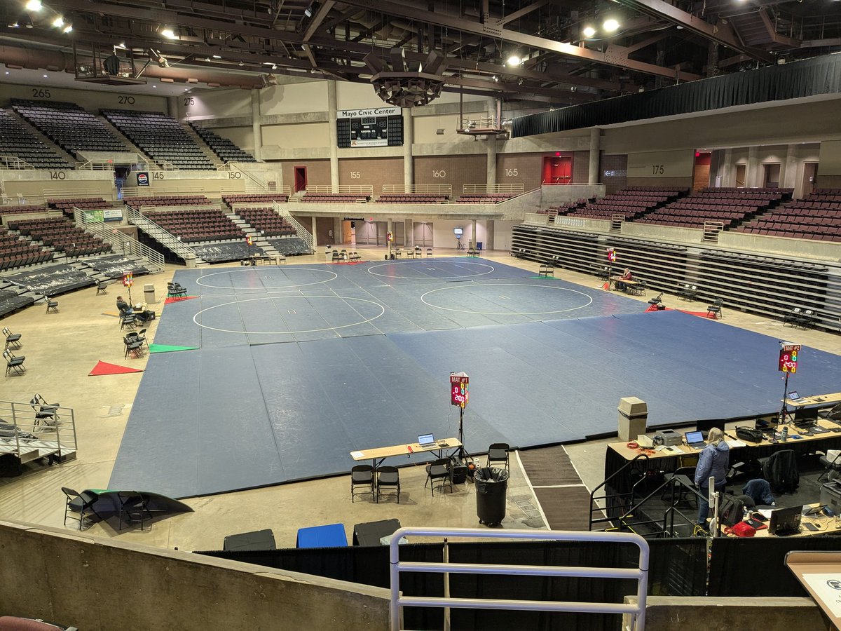 paarsvold's tweet photo. One of the best weekends of the year.... Calling all Section 1A,
1AA, & 1AAA Wrestlers to Mats 1, 2, 3, 4, 5, & 6 at the @MayoCivicCenter ! Strap in for a wild and crazy ride! A & AA kick off at 4 pm on Friday. AAA joins in at 10:30 on Sat! #Section1mat #HSmat https://t.co/4uLfdH2ClX