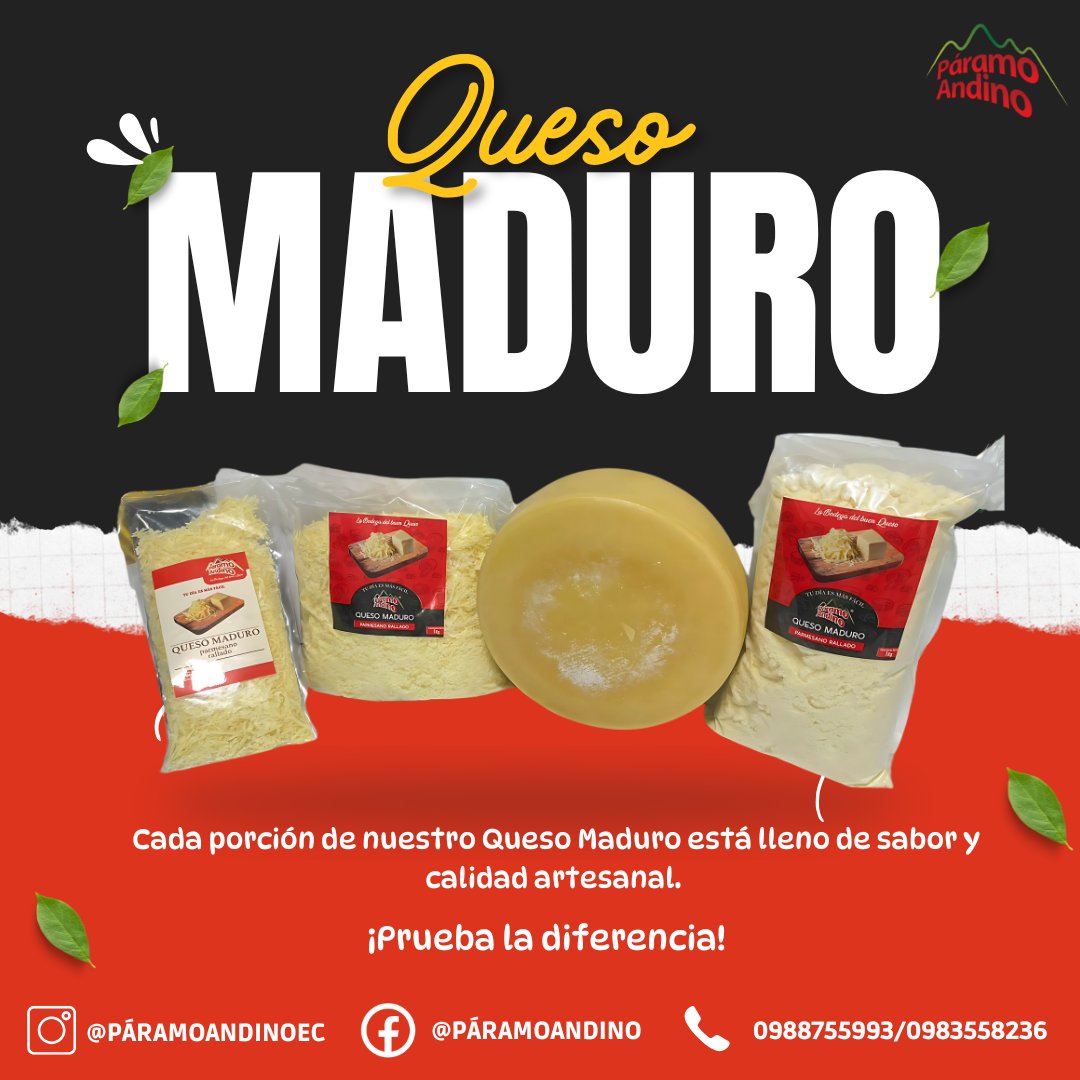 QuesoParamo's tweet photo. Nuestro Queso Maduro es la elección ideal para realzar tus platillos con su sabor intenso y textura inigualable.  🔥
📍 Disponible en Ambato, Riobamba, Latacunga y Baños de Agua Santa.: 0984563039
📲 Pedidos al: 0988755993 / 0983558236
#QuesoMaduro #PáramoAndino #SaborArtesanal https://t.co/cwL7PZzm19