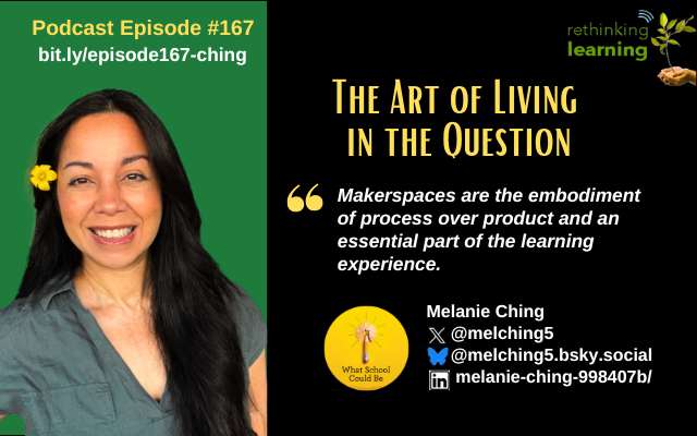 Barbara Bray✨Story Weaver✨ 🔜 #SXSWEDU #ISTE2925 (@bbray27) on Twitter photo Episode #167: The Art of Living in the Question with <a href="/melching5/">Mel Ching</a>
bit.ly/episode167-chi…
#makerspaces #learning #play #curiosity <a href="/mcdonald_kecia/">Kecia McDonald 🌺 she/her</a> <a href="/Celyendo/">Celeste Endo</a> <a href="/Shapiro_WTHS/">Craig Shapiro</a> <a href="/thewrightleader/">Vernon Wright • Speaker | Board President | Leader</a> <a href="/_cwconsulting/">Charles Williams</a> @drchrisculver <a href="/NowakRo/">Roman Nowak</a> <a href="/WalterDGreason/">Walter Greason</a> <a href="/drgrowtoknow/">DrAmyMP</a> <a href="/impartedjoy/">Jillian DuBois #SXSWEDU</a> <a href="/Rdene915/">Dr. RACHELLE DENÉ POTH |ThriveinEDU #AI #AIinEDU</a> Episode #167: The Art of Living in the Question with <a href="/melching5/">Mel Ching</a>
bit.ly/episode167-chi…
#makerspaces #learning #play #curiosity <a href="/mcdonald_kecia/">Kecia McDonald 🌺 she/her</a> <a href="/Celyendo/">Celeste Endo</a> <a href="/Shapiro_WTHS/">Craig Shapiro</a> <a href="/thewrightleader/">Vernon Wright • Speaker | Board President | Leader</a> <a href="/_cwconsulting/">Charles Williams</a> @drchrisculver <a href="/NowakRo/">Roman Nowak</a> <a href="/WalterDGreason/">Walter Greason</a> <a href="/drgrowtoknow/">DrAmyMP</a> <a href="/impartedjoy/">Jillian DuBois #SXSWEDU</a> <a href="/Rdene915/">Dr. RACHELLE DENÉ POTH |ThriveinEDU #AI #AIinEDU</a>