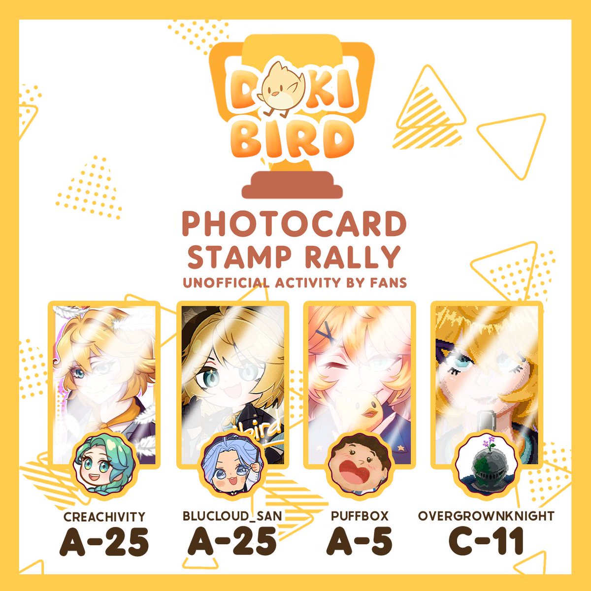 creachivity_art's tweet photo. Heyyy Dragoons!! Anyone coming to Otakufest this weekend to meet Dokibird?
Join us for a small stamp rally game at the Otakufest 2025 🏆Supporting every artist gets you a free Photocard! Collect all 4 to get an extra surprise 👀
#Otakufest2025 #OF25 #Dokibird https://t.co/I7HBZytkND