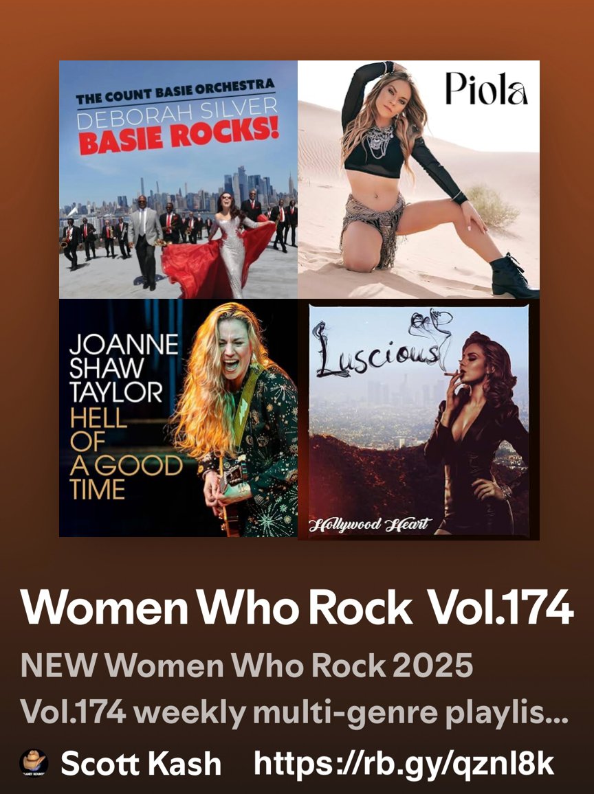 NEW #WomenWhoRock a multi-genre playlist Vol.174 with the best #newmusic

<a href="/deborahbsilver/">Deborah Silver ♫♪</a>/@PeterFrampton Baby, I Love Your Way
<a href="/Sarahlenore/">Sarah Lenore</a> Piola
<a href="/joshawtaylor/">Joanne Shaw Taylor</a> Hell Of A Good Time
#Luscious/<a href="/BrielleLeBlanc7/">Brielle LeBlanc👼🏼</a> Hollywood Heart
+MORE

#Spotify
rb.gy/qznl8k

#NewMusic2025