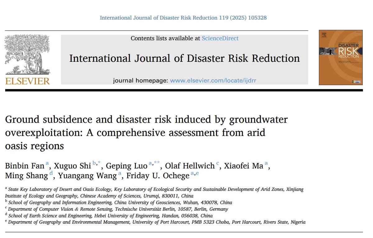 Ground subsidence and disaster risk induced by groundwater overexploit... URL providing 50 days' free access: authors.elsevier.com/c/1keV97t2zZL0…