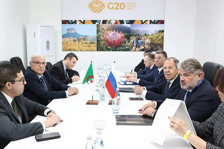 mfa_russia's tweet photo. 🇷🇺🇩🇿 On February 20 in Johannesburg, Russia's FM Sergey #Lavrov met with Algerian FM @AhmedAttaf_Dz on the sidelines of #G20 FM Meeting.

🤝 The Parties discussed priority tasks of strengthening #RussiaAlgeria relations of deep strategic partnership.

https://t.co/zGDBUErSod https://t.co/szWIIXePA9