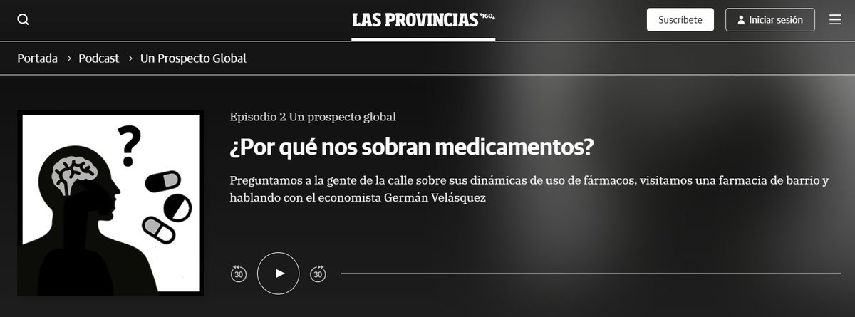 Coordinadora Valenciana de ONGD (@cvongd) on Twitter photo 🎧Escucha el segundo episodio de 'Un prospecto global' en <a href="/lasprovincias/">LAS PROVINCIAS</a>
<a href="/TristeContent/">Triste Content</a> sale a la calle para preguntar a la gente sobre sus hábitos en el uso de medicamentos y entrevista al economista Germán Velásquez
➡️Un proyecto apoyado por #CONTRAST
lasprovincias.es/podcast/un-pro… 🎧Escucha el segundo episodio de 'Un prospecto global' en <a href="/lasprovincias/">LAS PROVINCIAS</a>
<a href="/TristeContent/">Triste Content</a> sale a la calle para preguntar a la gente sobre sus hábitos en el uso de medicamentos y entrevista al economista Germán Velásquez
➡️Un proyecto apoyado por #CONTRAST
lasprovincias.es/podcast/un-pro…