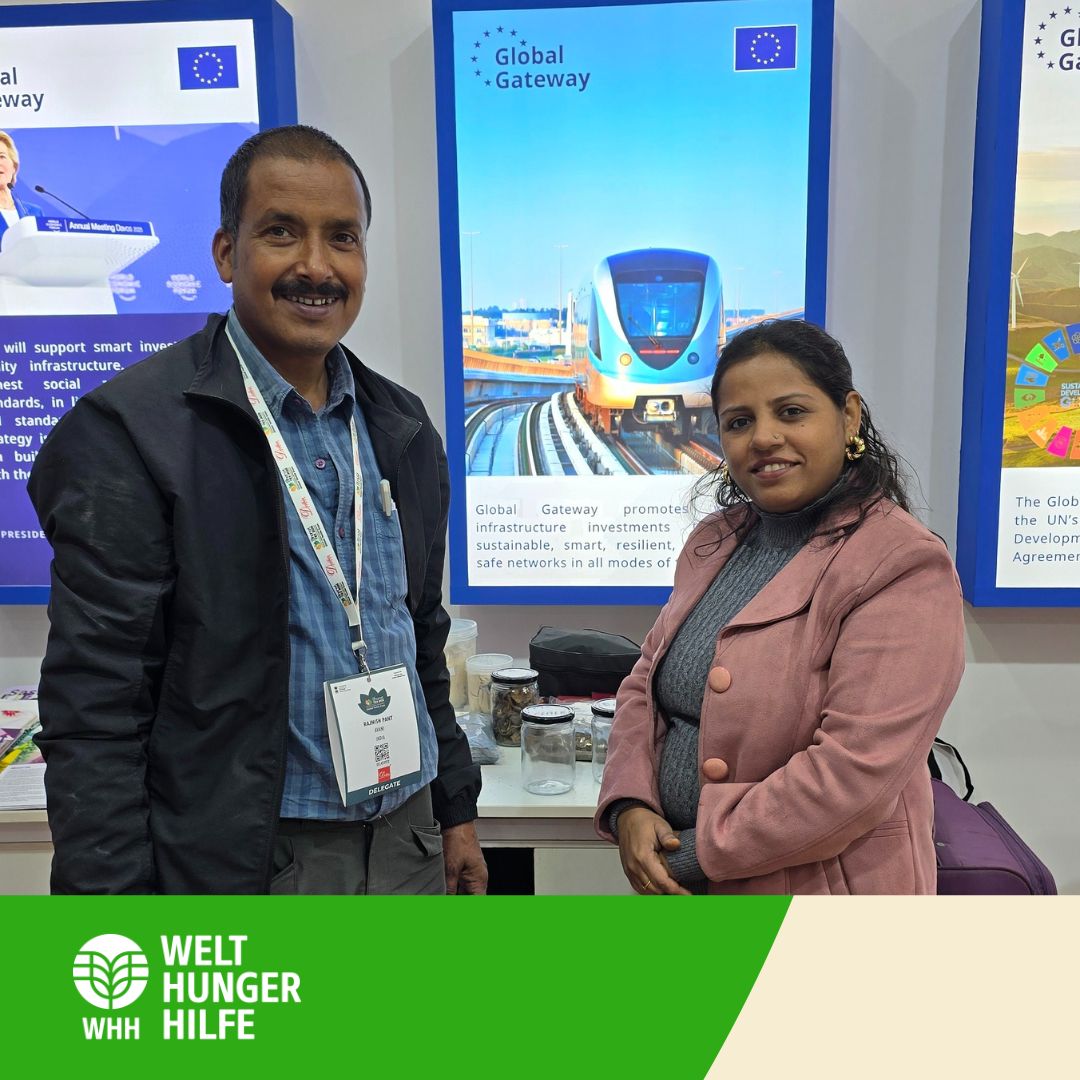 Welthungerhilfe (WHH) India, along with its partners Chitrika &amp; Avani, participated in #BharatTex2025 at Bharat Mandapam, New Delhi. At the EU’s #GlobalGateway booth, they connected with buyers &amp; showcased #SustainableTextiles.