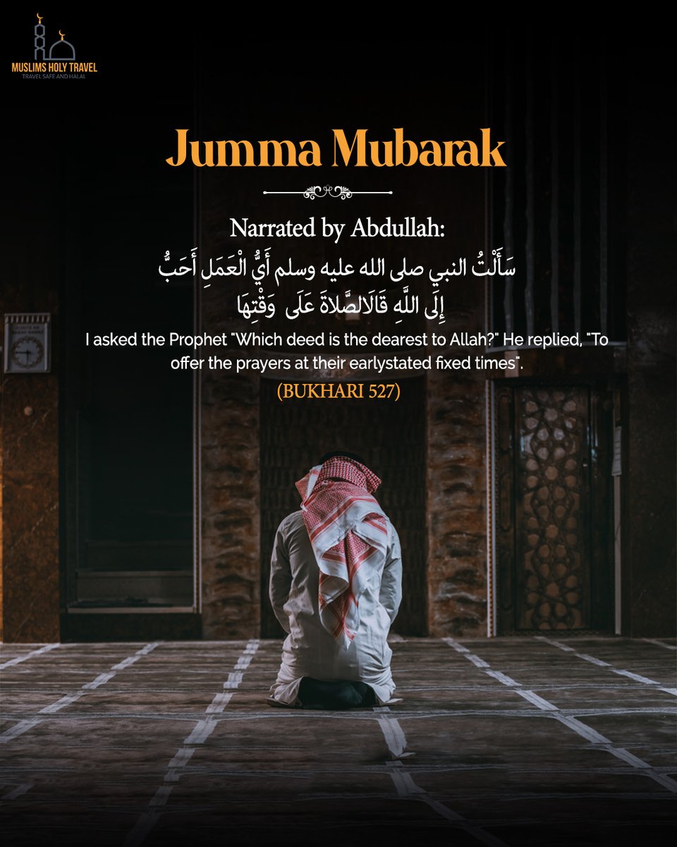 MuslimsTravel's tweet image. Jumma Mubarak! 🌙✨

"A beautiful reminder this Jumma: Prioritize your prayers, and Allah will prioritize you". 🤍✨

May this blessed day bring peace, mercy, and countless blessings into your life! 

#JummaVibes #PrayOnTime #BlessedFriday #FaithFirst