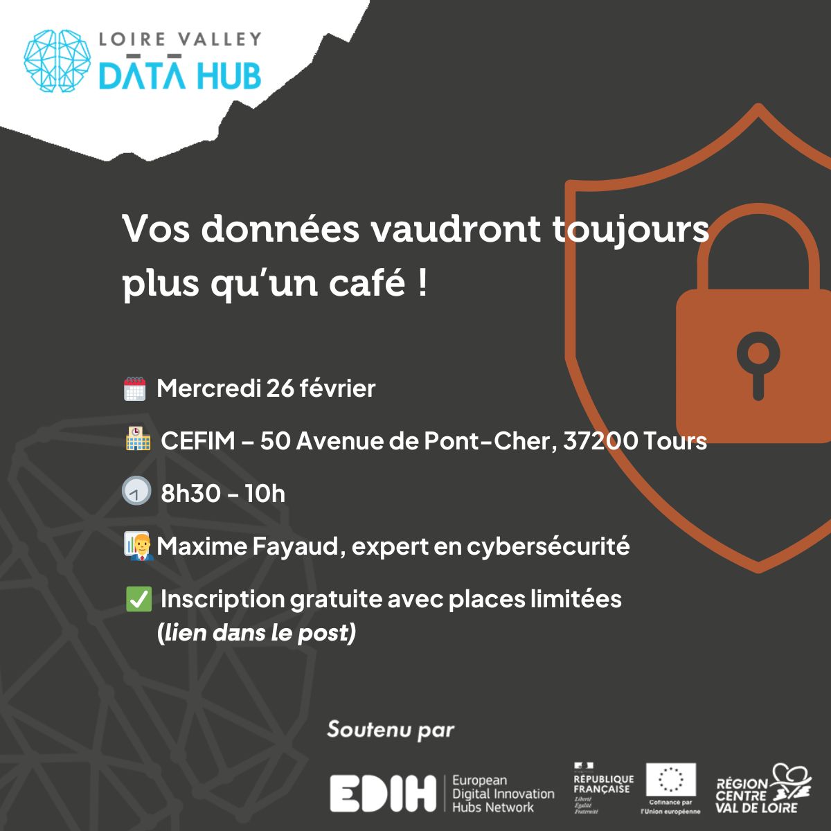 💻🔒 PME, TPE, la cybersécurité vous concerne aussi ! Ne manquez pas ce petit déjeuner de sensibilisation à la sécurité numérique pour mieux comprendre les risques et découvrir les solutions pour protéger votre activité.
➡️ docs.google.com/forms/d/e/1FAI…