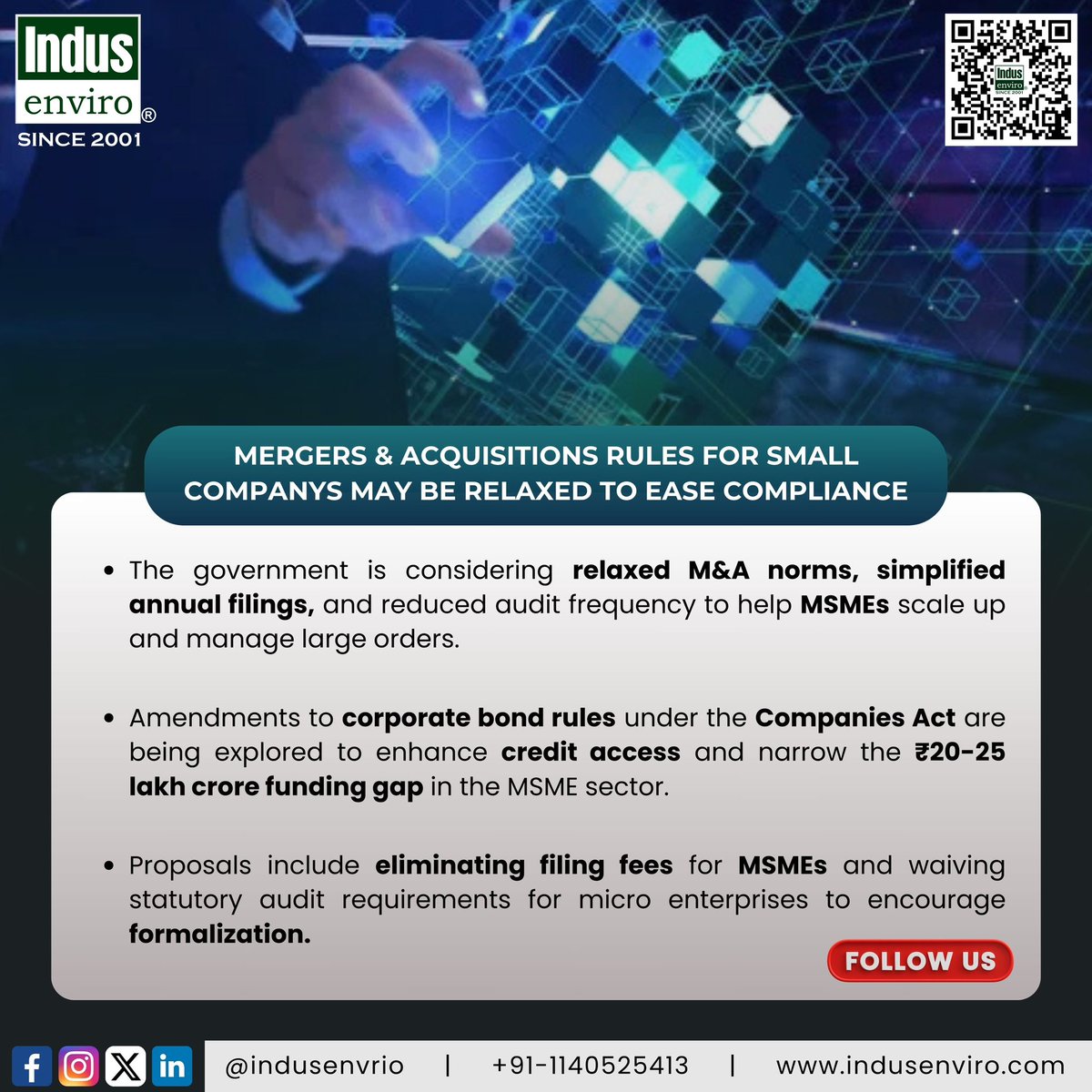 INDUSEnviro's tweet image. 𝐌𝐞𝐫𝐠𝐞𝐫𝐬 &amp;amp; 𝐀𝐜𝐪𝐮𝐢𝐬𝐢𝐭𝐢𝐨𝐧𝐬 𝐑𝐮𝐥𝐞𝐬 𝐟𝐨𝐫 𝐒𝐦𝐚𝐥𝐥 𝐂𝐨𝐦𝐩𝐚𝐧𝐲𝐬 𝐌𝐚𝐲 𝐛𝐞 𝐑𝐞𝐥𝐚𝐱𝐞𝐝 𝐭𝐨 𝐄𝐚𝐬𝐞 𝐂𝐨𝐦𝐩𝐥𝐢𝐚𝐧𝐜𝐞

Source: @EconomicTimes 
ReadMore: lnkd.in/gx2-An8h
Contact Us - lnkd.in/ddyRNrk6

#MSMEReforms #indusenvirodelhi