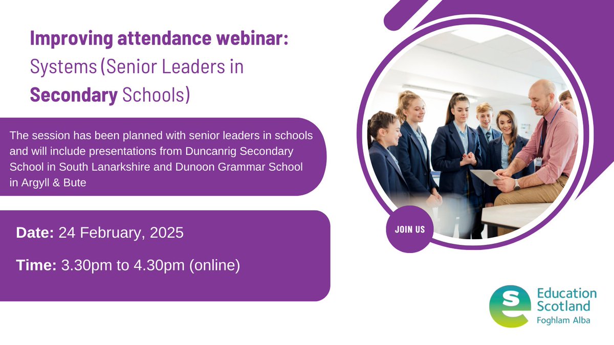 There's still time to sign up for these sessions looking at attendance in schools.

⏰ Sign up closes at 7pm today! 

Primary session 👉  ow.ly/3btF50V1Vt5
Secondary session 👉  ow.ly/RYQ250V1UUH