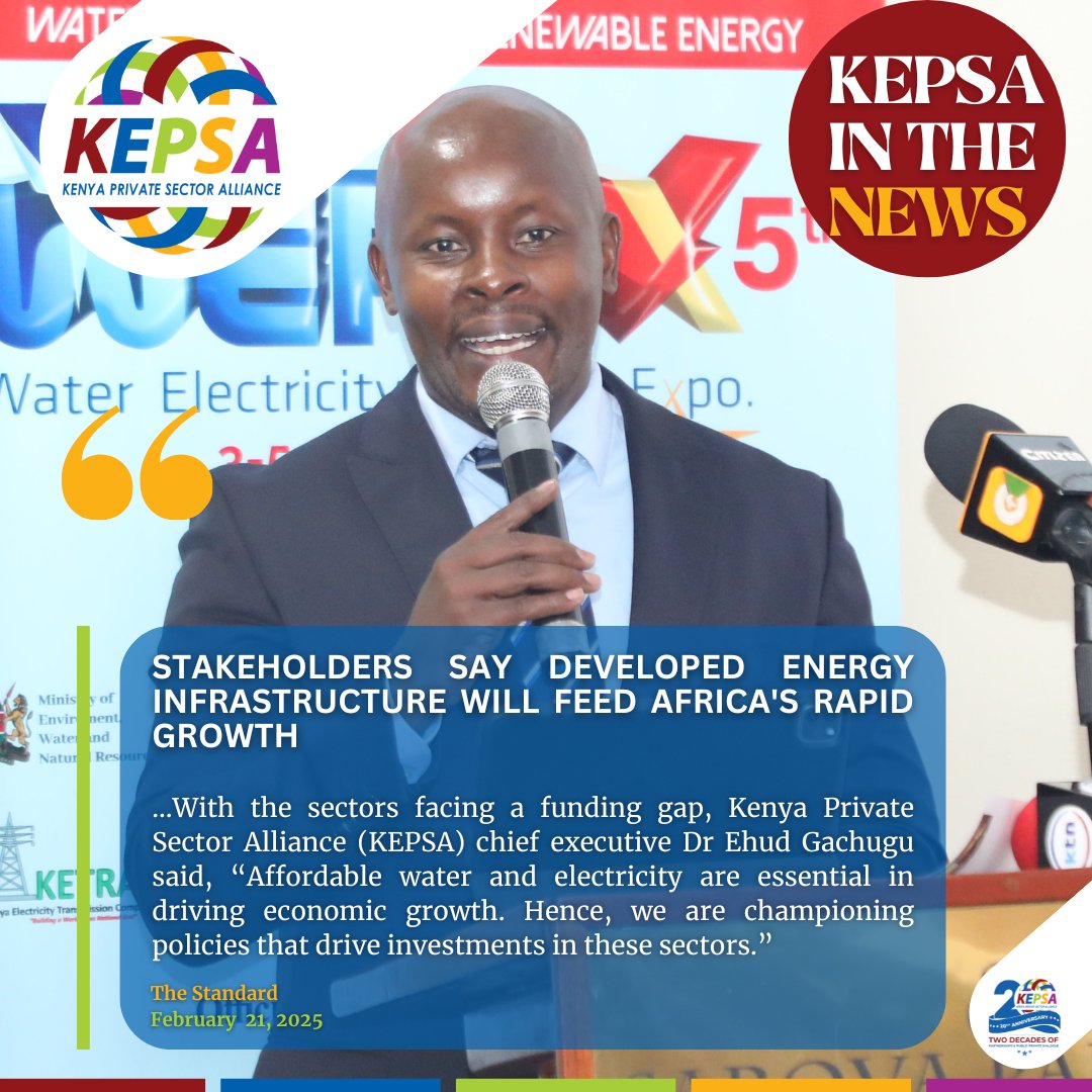 KEPSA KENYA (@kepsa_kenya) on Twitter photo #KEPSAINTHENEWS
Stakeholders say developed energy infrastructure will feed Africa's rapid growth: standardmedia.co.ke/business/busin…
<a href="/StandardKenya/">The Standard Digital</a>
<a href="/ehudmg/">Ehud Gachugu</a> #KEPSAINTHENEWS
Stakeholders say developed energy infrastructure will feed Africa's rapid growth: standardmedia.co.ke/business/busin…
<a href="/StandardKenya/">The Standard Digital</a>
<a href="/ehudmg/">Ehud Gachugu</a>