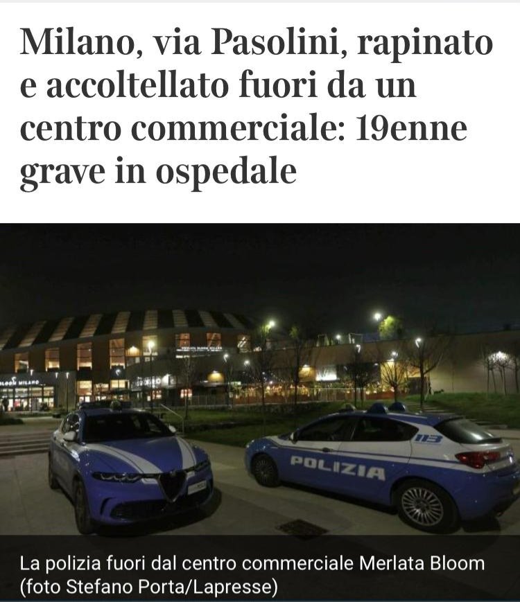 Aggredito e accoltellato per rapina da 5 persone. Se avesse potuto portare un'arma, come in Rep. Ceca, oggi non sarebbe in ospedale ferito gravemente. La legge deve cambiare. <a href="/GiorgiaMeloni/">Giorgia Meloni</a> siete al governo da oltre due anni, cosa aspettate a mettere mano al TULPS?