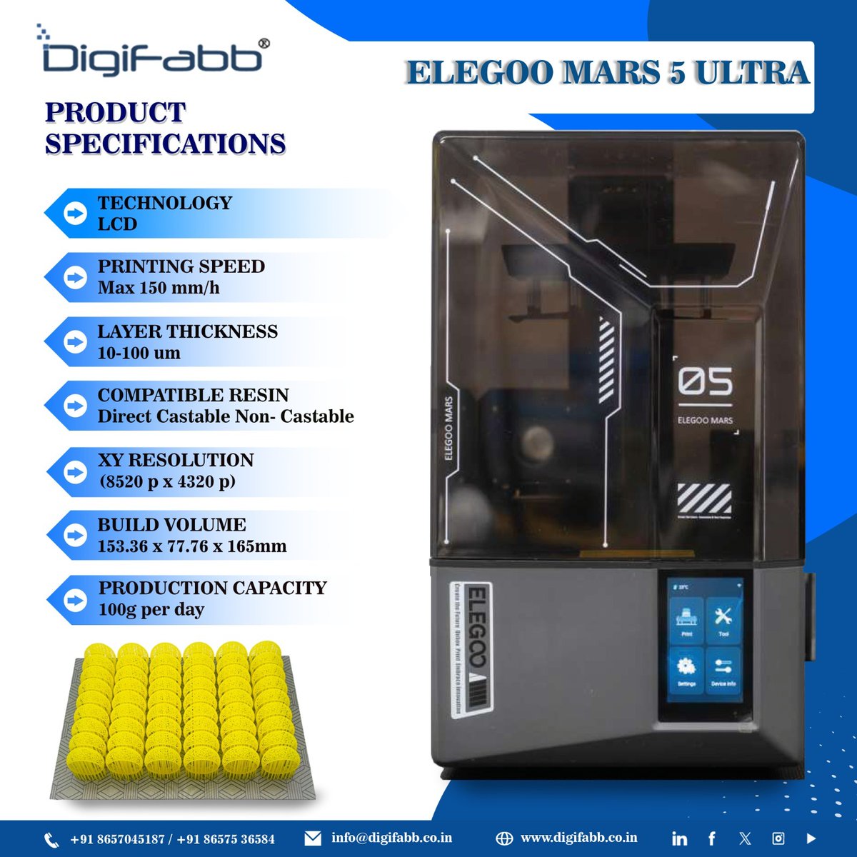 jewelbuzz_mag's tweet image. #JbBrandBuzz  – creating the right buzz to boost your brand!

Power your creations with the Elegoo Mars 5 Ultra - precision redefined! 🚀

For inquiries, contact us at +91 86575 36584 / +91 99874 38827
or email info@digifabb.co.in.

#ElegooMars5Ultra #Digifabb #3DPrinting