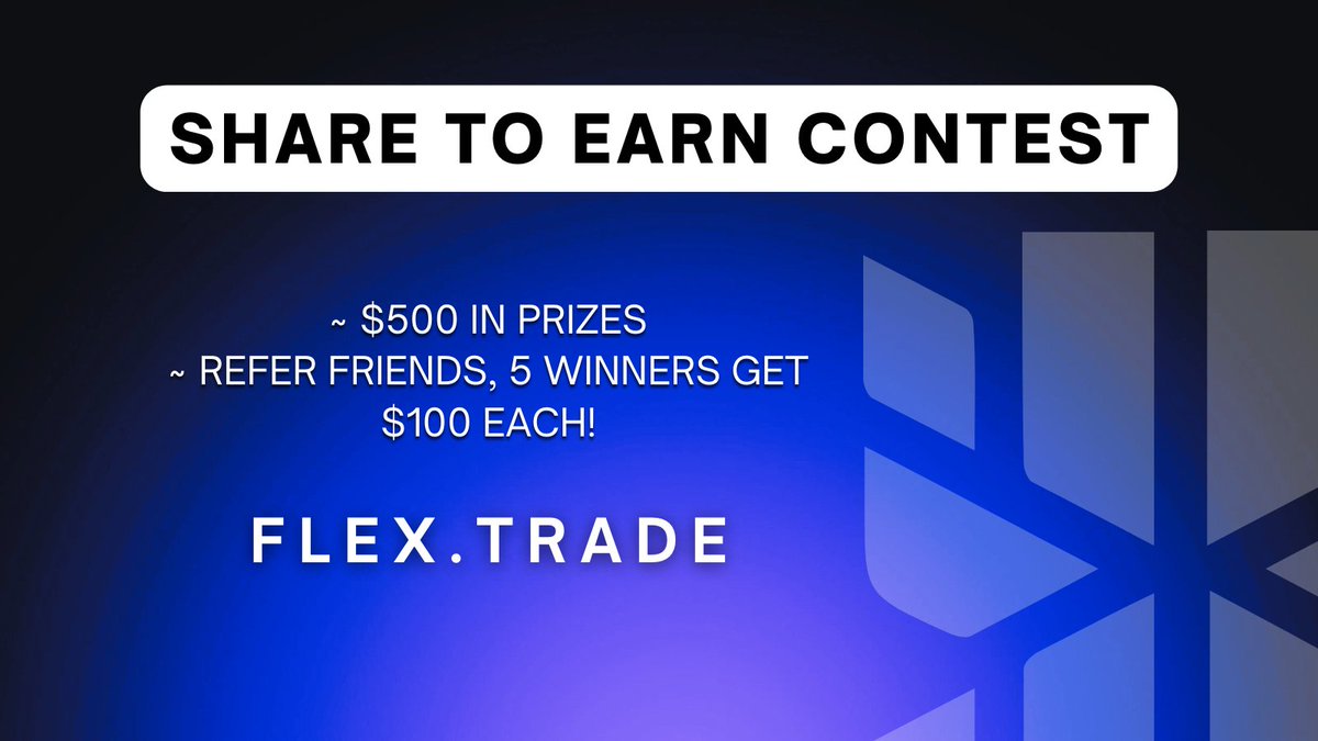 🚨 Flex Perpetuals Referral Competition – Share &amp; Win! 🚨

How to join:
🔹 Share your referral link on X, Telegram, or Discord! Get it here: app.flex.trade/base/referral
🔹 Earn up to 15% rebates on trading fees for every friend you refer!
🔹 Send proof here: t.me/+6sPf6hNc-GJiZ…