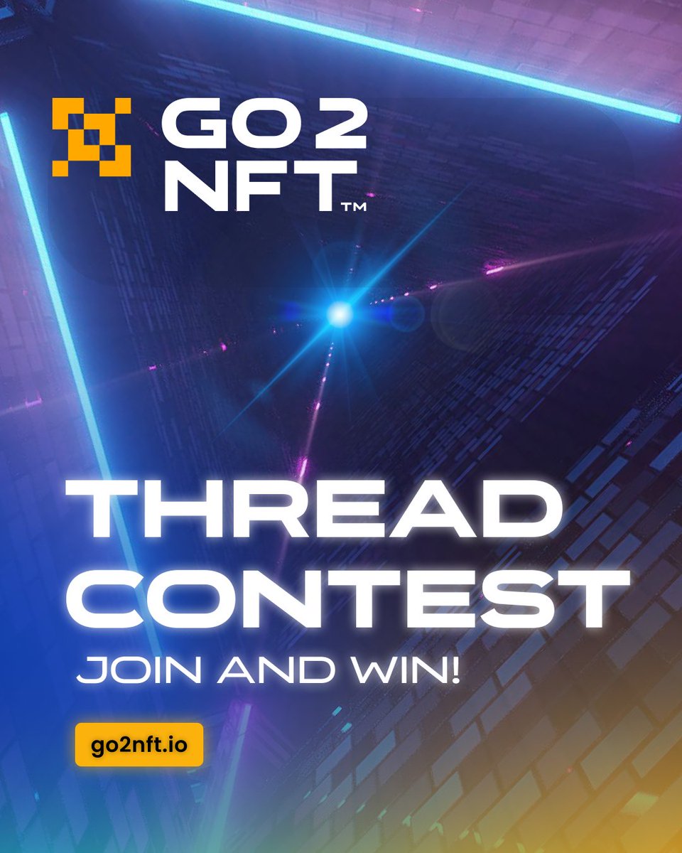 THREAD CONTEST ALERT! 

Prizes:

🥇 $100 USDT
🥈 $50 USDT
🥉 $25 USDT

How to enter:

1️⃣ Tweet titled: "Go2NFT – Leader in Product Tokenization", describe Go2NFT and tag #Go2NFT
2️⃣ Follow, like &amp; retweet this post
3️⃣ Join the Go2NFT Telegram Chat and share proof in your tweet’s