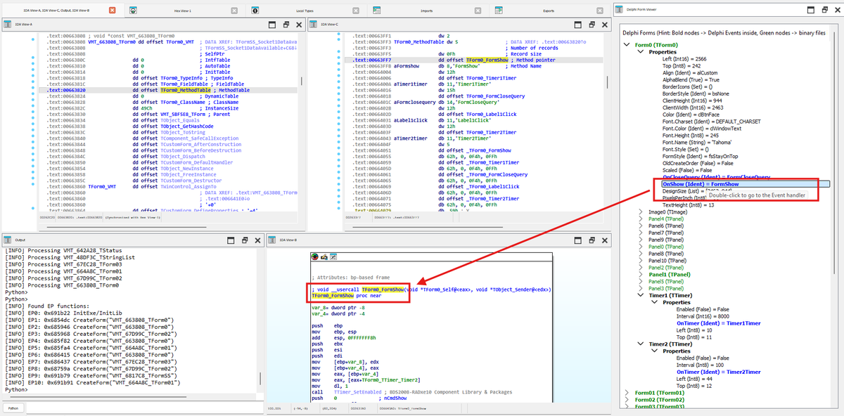 ESETresearch's tweet image. #ESETresearch has released DelphiHelper, a plugin for #IDAPro that aids in analyzing Delphi binaries. Check it out on ESET’s GitHub: github.com/eset/DelphiHel…. Proud to be recognized among the notable submissions of the 2024 @HexRaysSA Plugin Contest: hex-rays.com/blog/2024-plug…