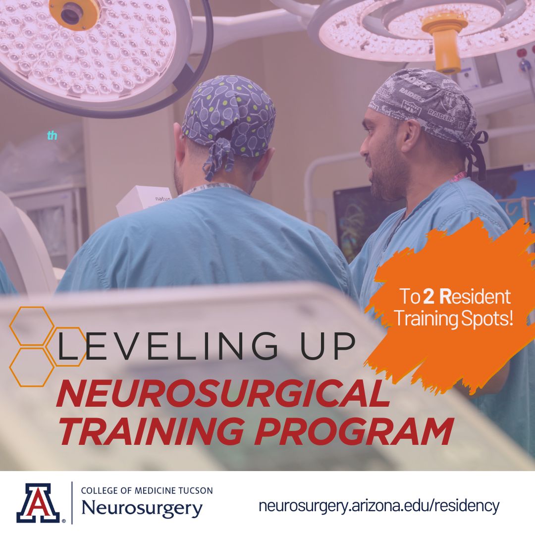 U of A College of Medicine Neurosurgery (@uazneurosurgery) on Twitter photo We're proud to share that <a href="/UAZNeurosurgery/">U of A College of Medicine Neurosurgery</a> Neurosurgical Residency Training Program is stepping things up - offering up to two residents this year and alternate to 1:2. Learn more about the residency program at neurosurgery.arizona.edu/residency
#Neurosurgery #NeurosurgicalTraining We're proud to share that <a href="/UAZNeurosurgery/">U of A College of Medicine Neurosurgery</a> Neurosurgical Residency Training Program is stepping things up - offering up to two residents this year and alternate to 1:2. Learn more about the residency program at neurosurgery.arizona.edu/residency
#Neurosurgery #NeurosurgicalTraining