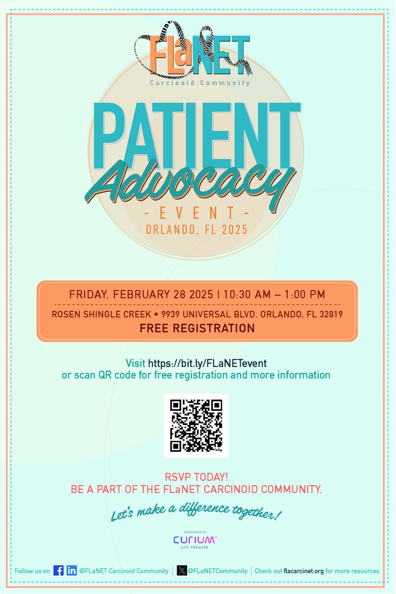 FLaNETcommunity's tweet image. Join us for FLANET&apos;s 2025 Advocacy Event in Orlando! Free registration and one lucky registrant who attends will win 2 tickets to that evening’s Cirque du Soleil show plus dinner at Disney Springs. Don’t miss out—register now! bit.ly/FLaNETevent
#FLANET #LetsTalkAboutNETs