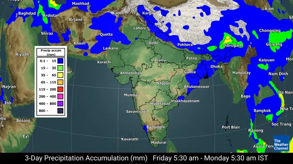 #WeatherUpdate | Today, isolated Rains to Lash Sub-Himalayan West Bengal, Assam, Meghalaya and Manipur.

Full forecast: weather.com/en-IN/india/ne…