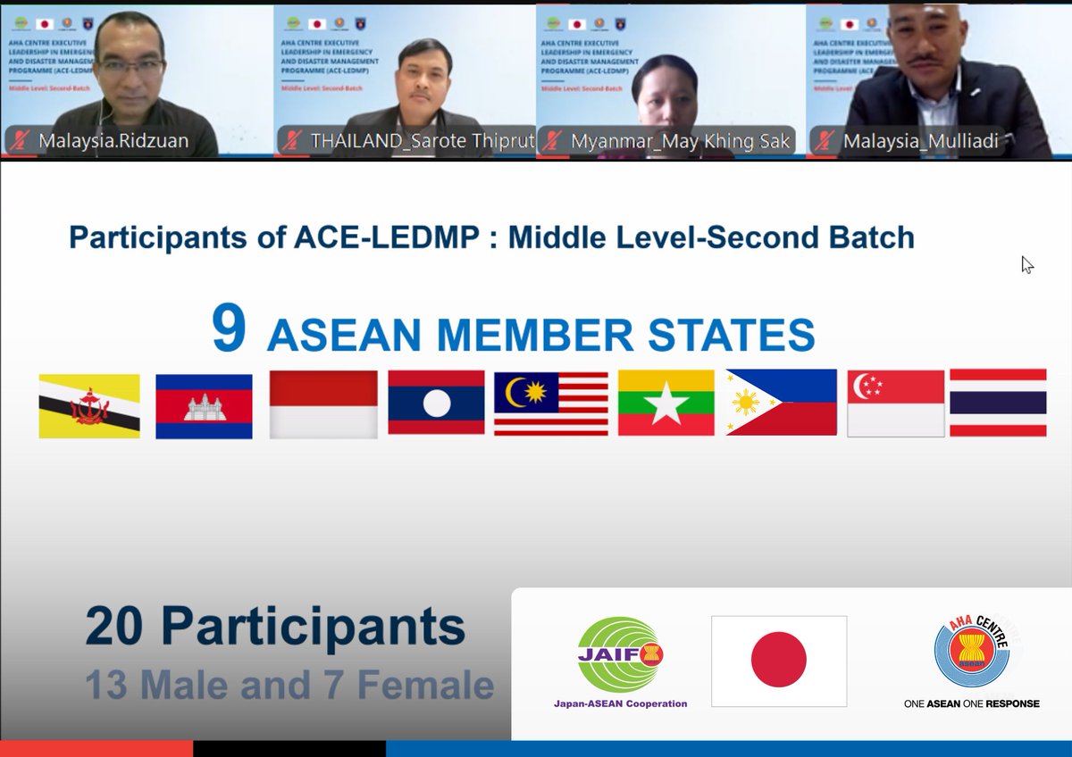 AHACentre's tweet image. The #AHACentre Executive-Leadership in Emergency and Disaster Management Programme (#ACELEDMP) kicked off the Online Sessions for the #MiddleLevel-Second Batch on 11 February 2025.

Over the next four weeks, representatives from the 9 #ASEAN Member States will engage in learning