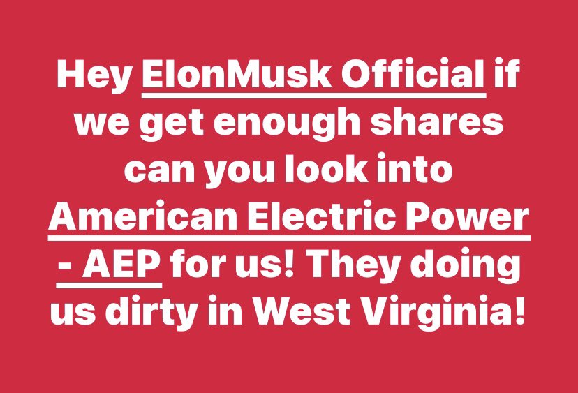 Jcleavenger2's tweet photo. @elonmusk please from everyone in West Virginia. https://t.co/pmkXE5msQL